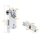 Cerradura manija de acero inoxidable dividida tipo C con doble curva, cuerpo de cerradura 58. Cortafuego. Uso Interior. Manigueta