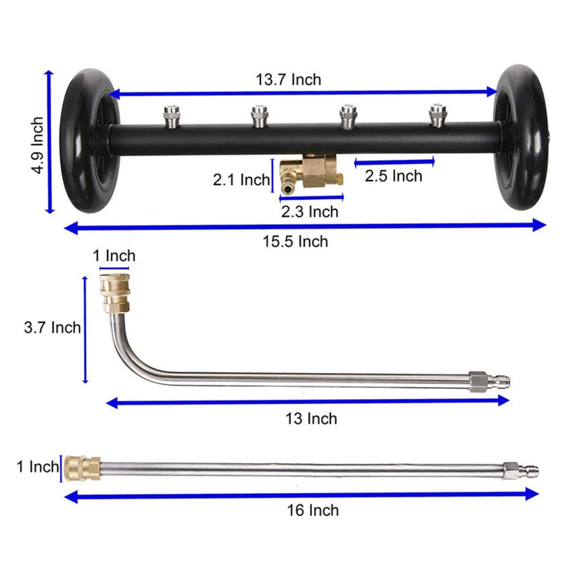 Limpiador de chasis autos Pistola de agua alta presión 1400psi  conector 1/4" varilla y extensores. Ideal autos, camiones y patios. Lavador de chasis. Accesorio hidrolavadora