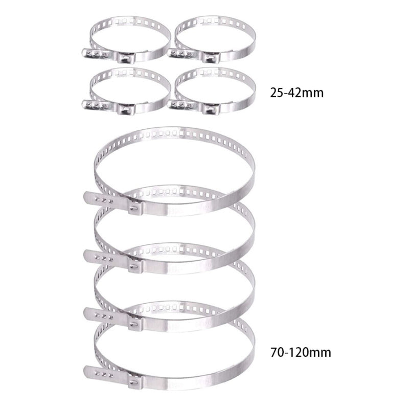 Pinzas Abrazaderas CV sinfín para cubrepolvos (70-120mm (4pzas)  25-142mm (4 pzas) y alicates para ejes de transmisión. Set de 10 piezas. Juntas para autos zunchos metalicos