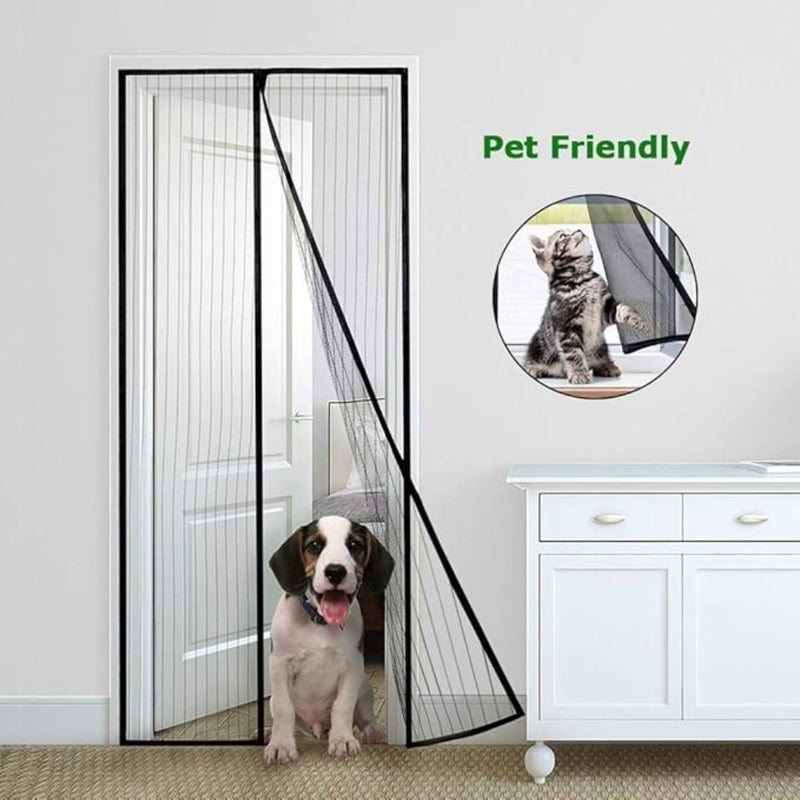 Cortina Mosquitera Magnética Multiuso  Color Negro para Puertas. Fácil de instalar. Tamaño 100x210cm. Malla antimosquito.