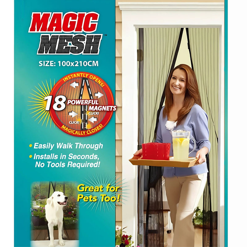 Cortina Mosquitera Magnética Multiuso  Color Negro para Puertas. Fácil de instalar. Tamaño 100x210cm. Malla antimosquito.