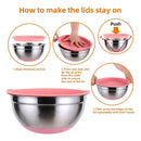 Tazones bowl De Acero Inoxidable Con Tapa. Multifuncionales  Colores surtidos. (Set de 7 piezas) Bowl de cocina. Base antideslizante