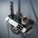 Ducha inteligente tipo lluvia. Set de regadera y ducha de mano con pantalla y termostato integrado. Color negro.