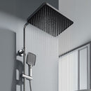 Ducha inteligente tipo lluvia. Set de regadera y ducha de mano con pantalla y termostato integrado. Color negro.