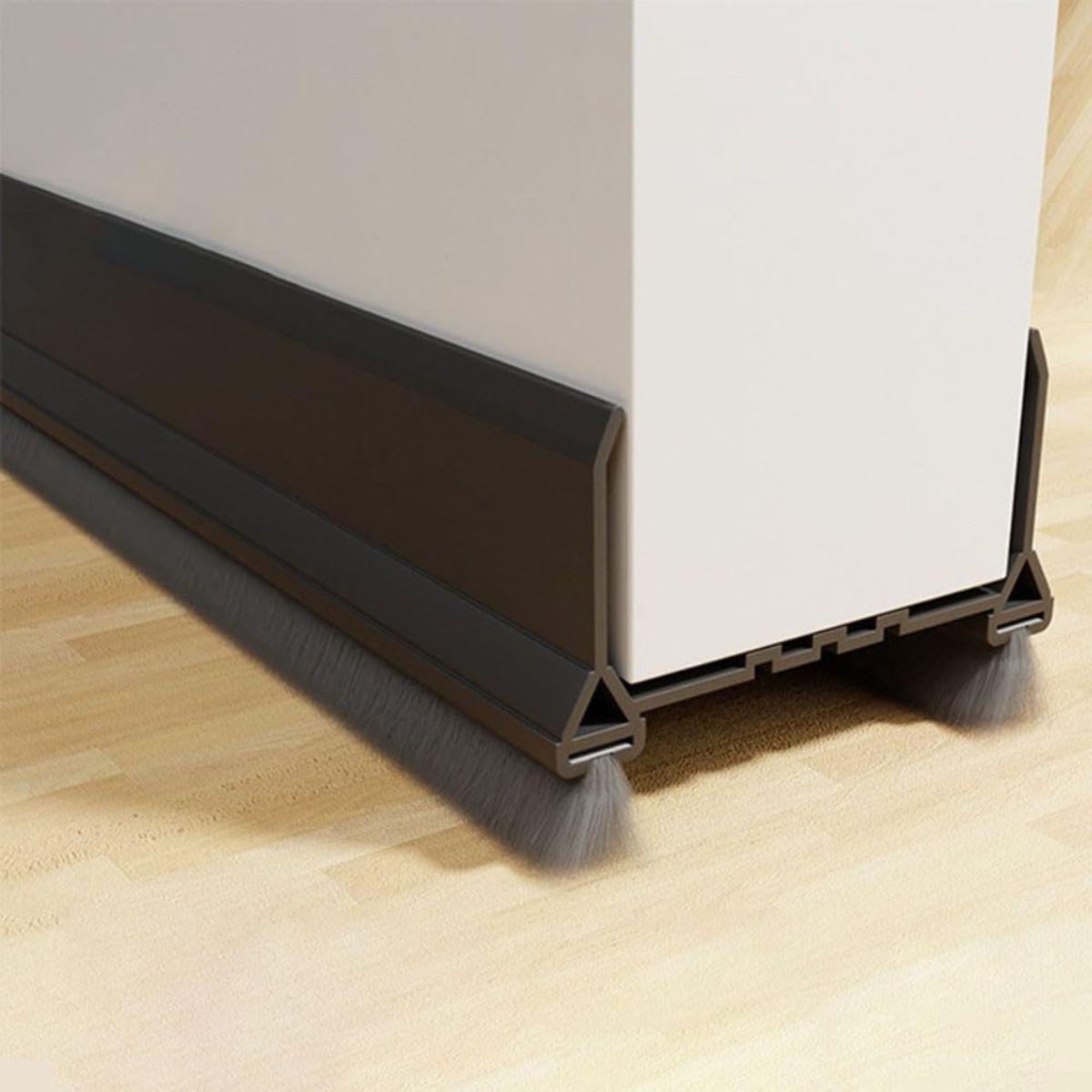 Guardapolvos. Tira de Sellado de PVC para Puertas. Color negro. Doble Cepillo protector Antipolvo y Aislante Térmico. (Ajustable hasta 97cm)