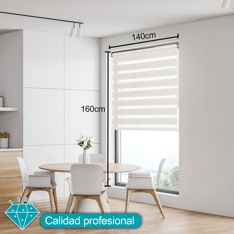Persiana Roller Enrollable Eclipse BLANCO DUAL 140X160CM INSPIRE (Calidad Profesional)