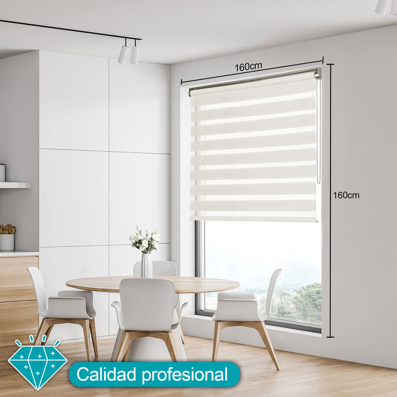 Persiana Roller Enrollable Eclipse BLANCO DUAL 160X160CM INSPIRE (Calidad Profesional)