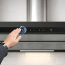 Campana Extractor de grasa retráctil 60 cm Negra con Sensor de Movimiento – 3 Velocidades, 420 m³/h, Filtro de Aluminio + Carbón