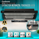 Campana Extractor de grasa retráctil 60 cm Negra con Sensor de Movimiento – 3 Velocidades, 420 m³/h, Filtro de Aluminio + Carbón