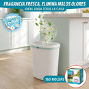 Bolsas de Basura para Cocina Aromatizadas 13 Galones (49L) con Cordón Ajustable (160 Unds). Cartuchos para Desechos Flexibles (62x68 cm) Color Blanco