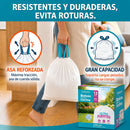 Bolsas de Basura para Cocina Aromatizadas 13 Galones (49L) con Cordón Ajustable (160 Unds). Cartuchos para Desechos Flexibles (62x68 cm) Color Blanco