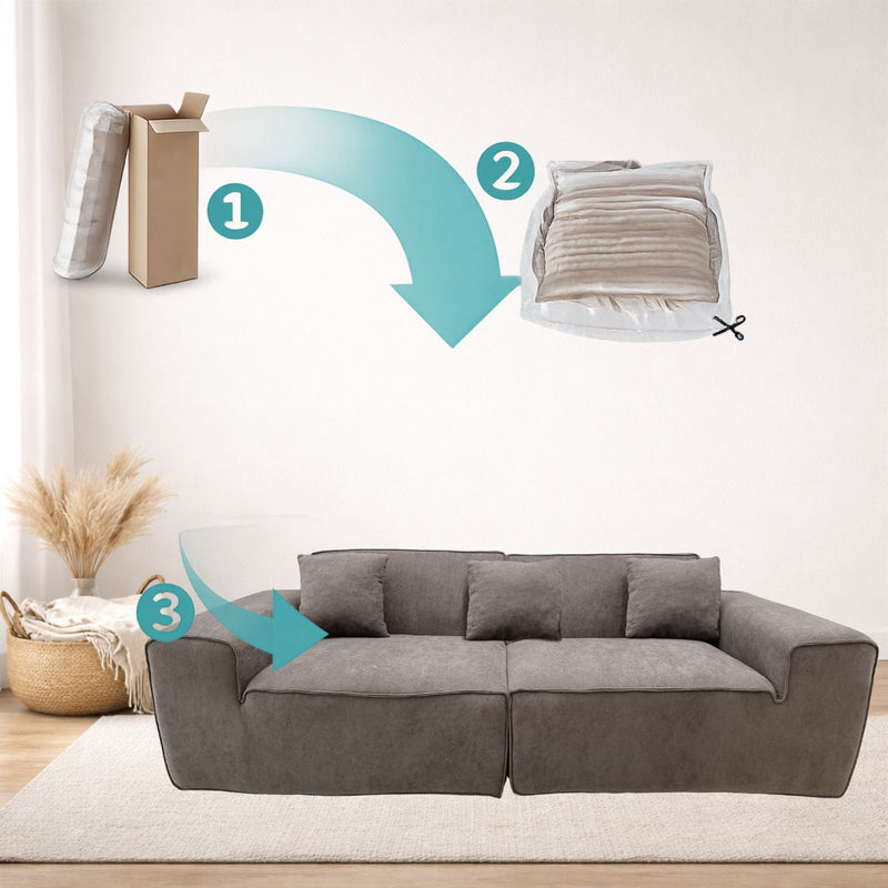 Sofá empacado al vacio Memory Foam de alta densidad 220X100X73cm Color Gray 08