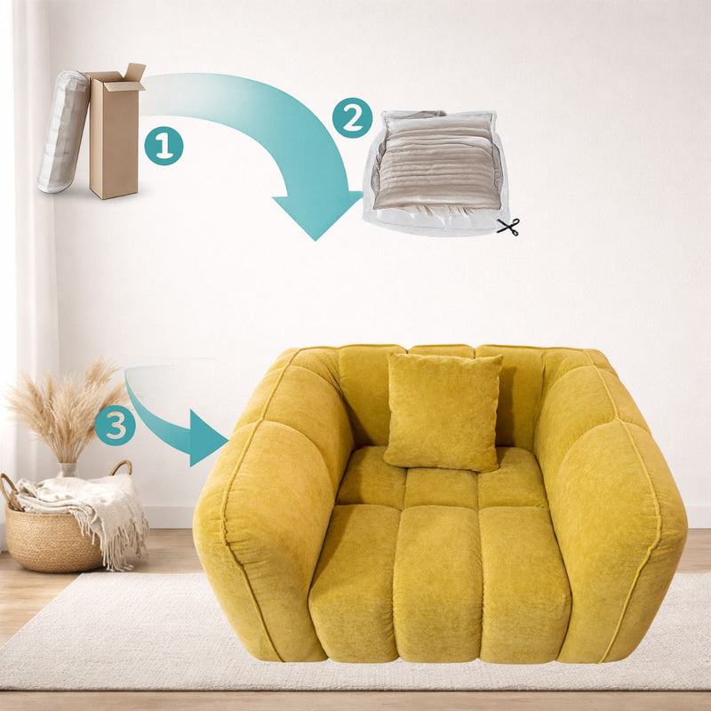 Sofá empacado al vacio Memory Foam de alta densidad 118X98X70cm Color Yellow 14