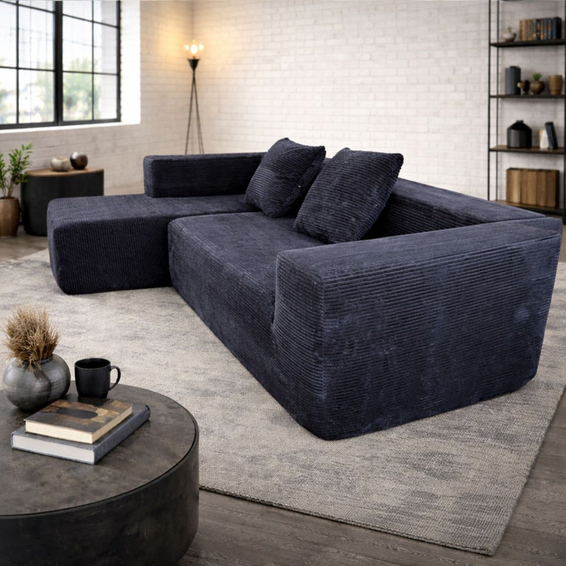 Sofá Seccional en L empacado al vacio Memory Foam de alta densidad 280X100X60cm Color Dark black 25