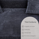 Sofá Seccional en L empacado al vacio Memory Foam de alta densidad 280X100X60cm Color Dark black 25