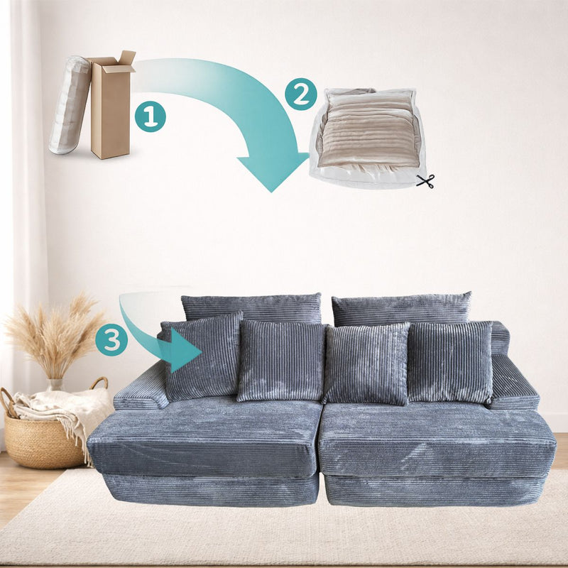 Sofá empacado al vacio Memory Foam de alta densidad 200X100X72cm Color Blue gray 23