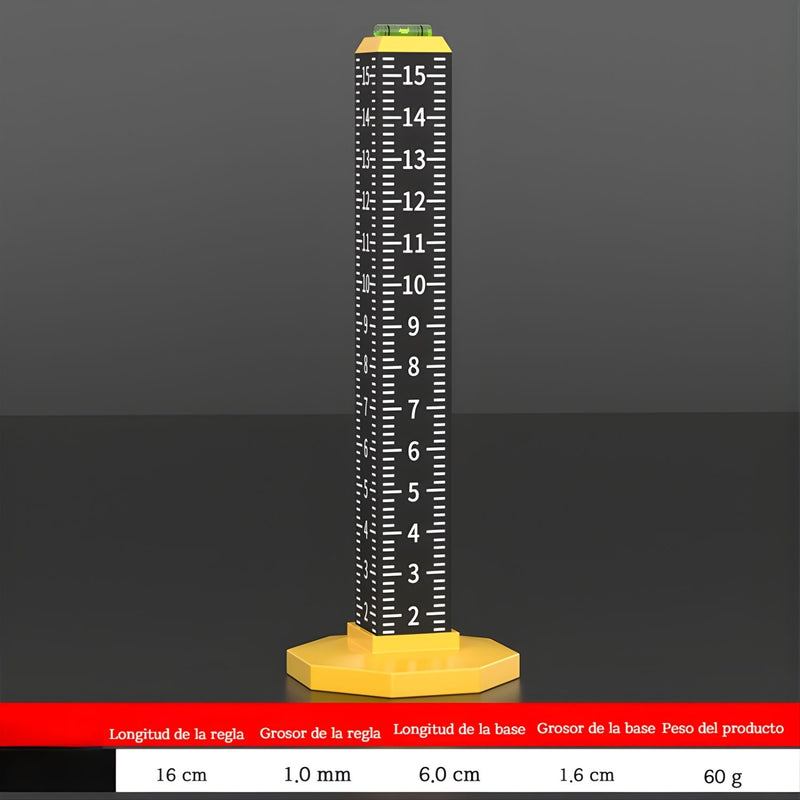 Regla Niveladora de altura Magnética 4 Caras de 16cm con Burbuja. Ideal para Instalación de Azulejos y Cerámica.