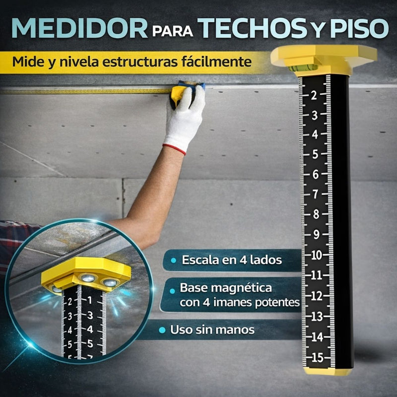 Regla Niveladora de altura Magnética 4 Caras de 16cm con Burbuja. Ideal para Instalación de Azulejos y Cerámica.