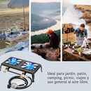 Estufa A Gas De 2 Quemadores De Hierro Fundido. Cocina Reforzada Para Uso Exterior con regulador americano. Calor Uniforme.