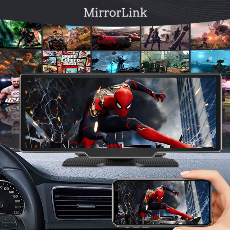 Pantalla Multimedia para Auto 10.26” IPS con Apple CarPlay y Android Auto Inalámbrico, Bluetooth, MirrorLink y Control por Voz.