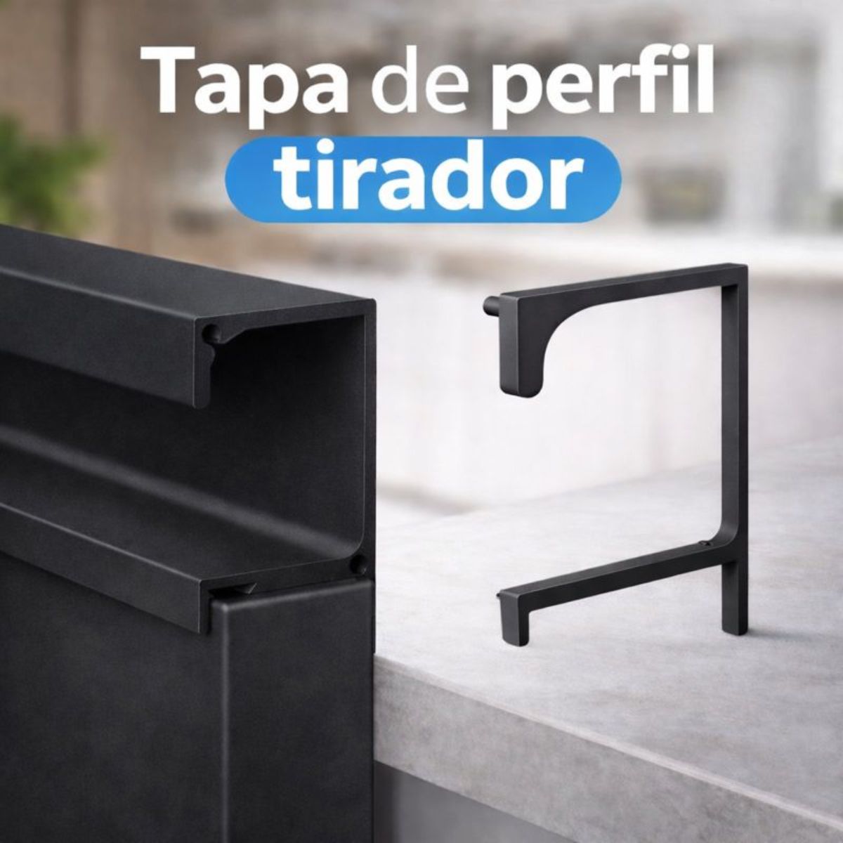 Tapón Lateral de Perfil Tirador. Tapa para Jalador de Sellado. Color Negro. Terminal De Perfil Para Muebles Modulares Cocina.