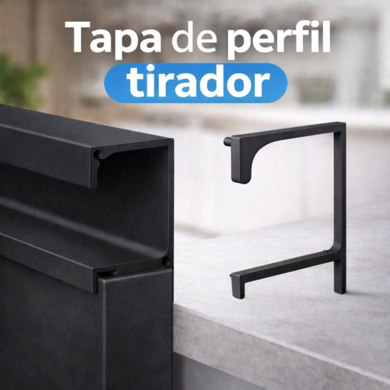 Tapón Lateral de Perfil Tirador. Tapa para Jalador de Sellado. Color Negro. Terminal De Perfil Para Muebles Modulares Cocina.