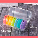 Organizador de Pastillas Pastillero semanal con 7 compartimentos desmontables redondos. Estuche Para Píldoras Con División Día y Noche Multicolor. (14.4x6.5cm)