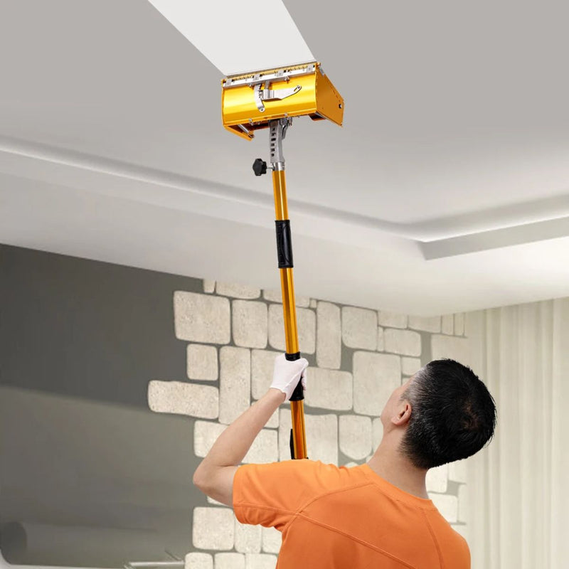 Herramienta Aplicadora de Pasta Gypsum para Techos y Paredes con Extensión Telescópica enyesado. Herramienta de Alisado (25.5cm) 98-180cm Ajuste 120°.DB01