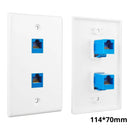 Tapa Plástica Ethernet para Cable de red 120 con Doble Puerto CAT6. Placa Para Pared con Conexión Gigabit Color Blanco(114x70mm).