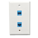 Tapa Plástica Ethernet para Cable de red 120 con Doble Puerto CAT6. Placa Para Pared con Conexión Gigabit Color Blanco(114x70mm).