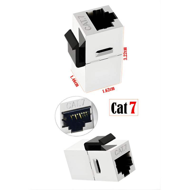 Placa Ethernet RJ45 Cat7  con 2 puertos y soporte negro.Incluye tornillos. Placa Frontal Color Blanco (11.5x7cm)