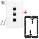Placa Ethernet RJ45 Cat7 con 3 puertos y soporte negro.Incluye tornillos. Placa Frontal Color Blanco (11.5x7cm)