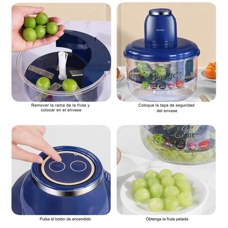 Pelador de Frutas Eléctrico para quitar cascara de frutas  Multifunción 5V y 50W con Batería 1300mAh y cable USB (200x240mm) Azul.