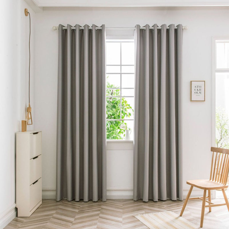 Cortinas Blackout Gris Plata con Tela Densa Suave 1.4x2.4m. Cortinas Con Ojales Metálicos Protección UV (1 Panel)
