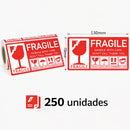 Etiquetas Adhesivas FRAGILE 130x70mm (250 Unds). Señal De Manejo Con Cuidado