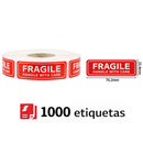 Etiquetas Adhesivas FRAGILE 25.4x76.2mm (1000 Unds) Maneje Con Cuidado Alta Visibilidad.