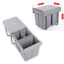 Basurero Empotrable Con 3 Compartimientos(20L + 10L + 10L) Para Gabinete De Cocina. Tinaco Con Sistema Deslizante Y Marco Metálico (48x34x41cm). Papelera empotrada Color Gris