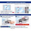 Cerradura de Seguridad para Ventana Corrediza de 28 a 42 mm (1.1 a 1.6”) Color Plata. Bloqueo Infantil y Antirrobo Ajustable (3 unds). Cerrojo