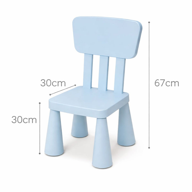 Silla Infantil de Plástico PP sin BPA con Respaldo Ergonómico. Silla Para Niños Armable Esquinas Redondeadas (3x30x67cm). Color Celeste