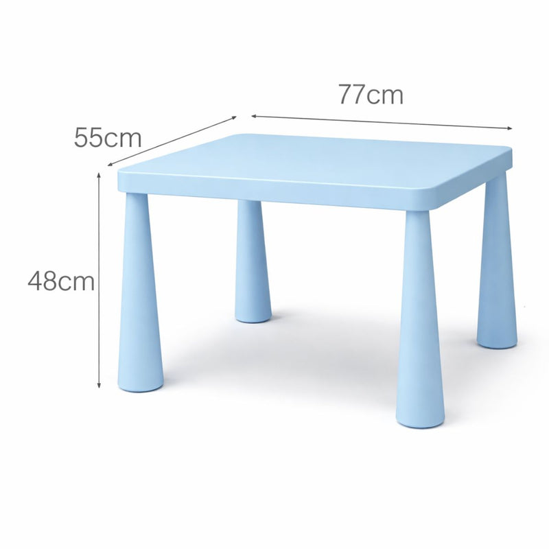 Mesa Infantil de Plástico PP sin BPA con Bordes Redondeados. Mesa Para Niños Armable. Resiste hasta 100Kg (77x55x48cm). Color Celeste.