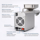 Máquina prensa extractora de Aceite en frio Eléctrica 1250W en Acero Inoxidable 304 con Control de Temperatura, Extractor de Aceite Prensado Frío/Caliente con Precalentado