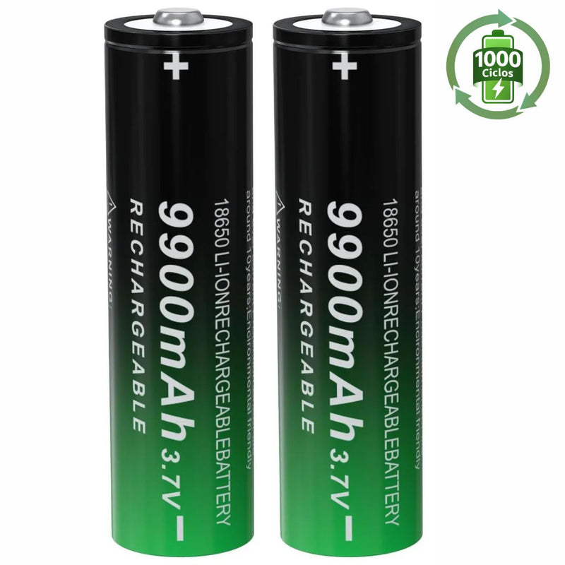 Batería Recargable 18650  9900mAh 3.7V Ion Litio de Terminal Elevado con Alta Capacidad para Linterna, Dispositivos Electrónicos.1000 Ciclos de Vida