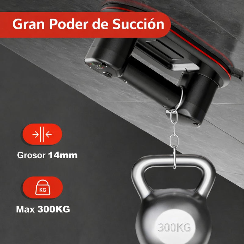 Ventosa Eléctrica Doble Motor 300KG con Triple Capa de Goma de Alta Resistencia, Succión Automática con Pantalla Digital y Batería Recargable
