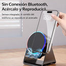 Soporte con Bocina Inalámbrico  para Celular con Sensor Automático Luz LED RGB Compatible con Smartphone y Tablet. Bocina Bluetooth Recargable (Incluye cable USBC)