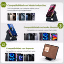 Soporte con Bocina Inalámbrico  para Celular con Sensor Automático Luz LED RGB Compatible con Smartphone y Tablet. Bocina Bluetooth Recargable (Incluye cable USBC)