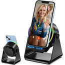 Soporte con Bocina Inalámbrico  para Celular con Sensor Automático Luz LED RGB Compatible con Smartphone y Tablet. Bocina Bluetooth Recargable (Incluye cable USBC)
