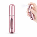 Atomizador de Perfume Recargable 5 ml Portátil. Mini Frasco Pulverizador de Metal Recargable y Compacto para Bolsillo, Bolsa o Equipaje. Color Rosa Metálico