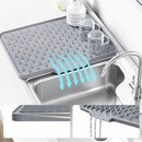 Tapete de Silicona para Fregadero Escurridor de Platos Antideslizante con Drenaje Automático Resistente al Calor Color Gris (58x45x1cm)