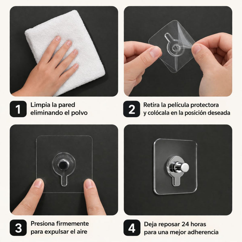 Colgador Adhesivo Multifuncional para Pared sin Perforar Soporte Adhesivo Transparente para Colgar Cuadros