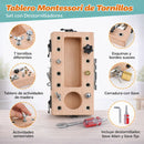 Juguete Montessori de Herramientas de Madera para Niños con Tornillos y Destornillador. Tablero Educativo Sensorial Para Habilidades Motoras STEM Infantil